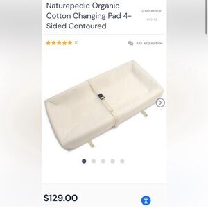 Naturepedic Organic Cotton 4-Sided Contoured Baby Diaper Changing Pad